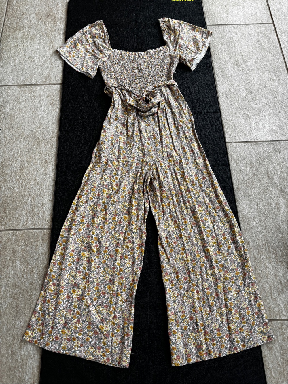 Auguste Floral Smocked Wide Leg Jumpsuit XS Cottagecore Boho